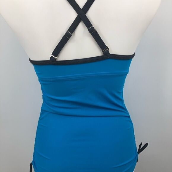 Free Country small bright water blue and gray tankini - Picture 6 of 6